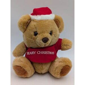 Charisma Bear Plush Beary Christmas 10 Inch Santa Hat Stuffed Animal Toy